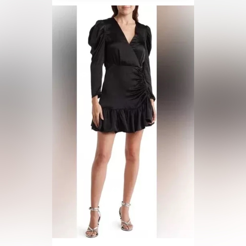 Steve Madden BNWT womens "Nyla" dress long sleeve ruffle hem sz small- ☀️🖤 LBD​​